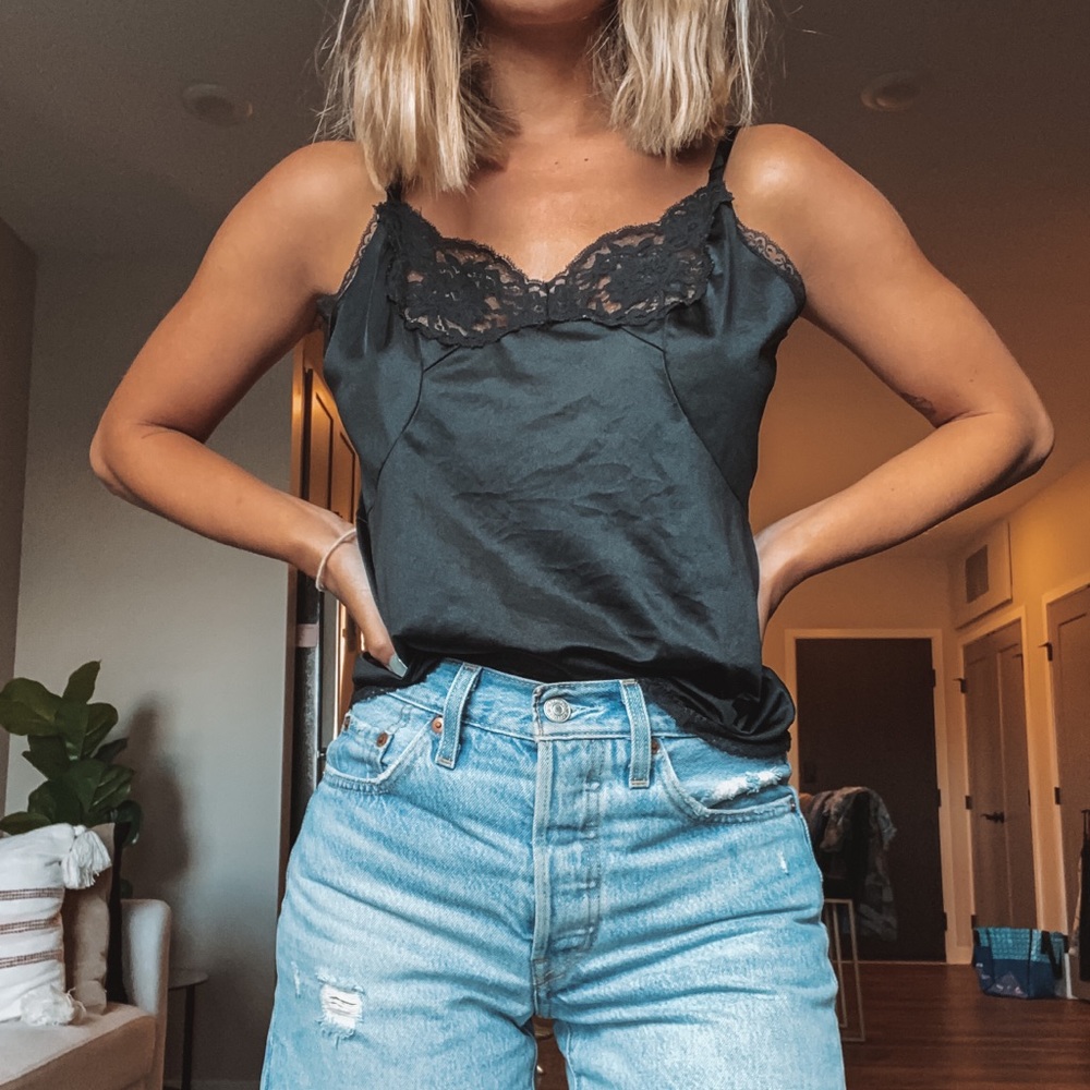 Black Silk and Lace Top